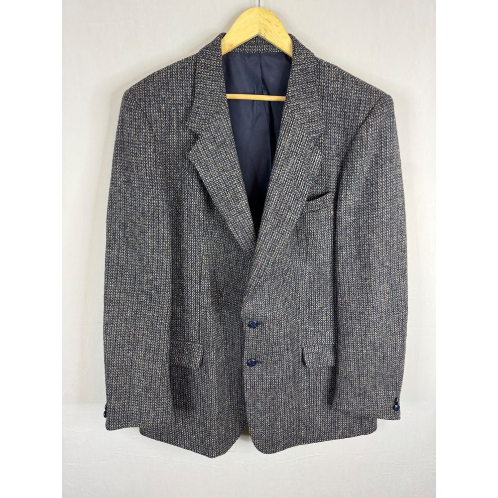 Harris Tweed Mens 44L Tall Wool Blazer Sport Coat Gray Multicolor